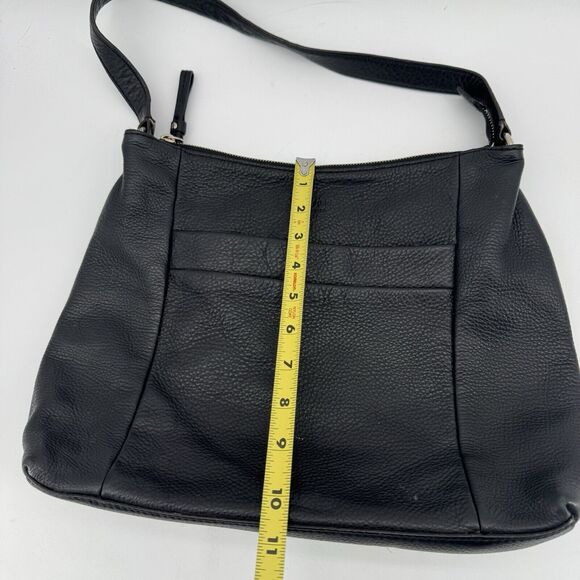 KATE SPADE Purse Black Pebbled Leather Shoulder Bag Hobo Slouch Spell Out Bottom - Picture 11 of 12